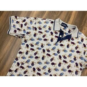 VTG 90s Jack Nicklaus golf bag all-over print single stitch cotton polo shirt M